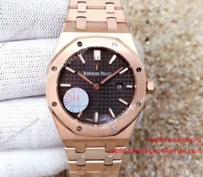 JF Factory Swiss Fake Audemars Piguet Rose Gold Royal Oak Chocolate Face Watch